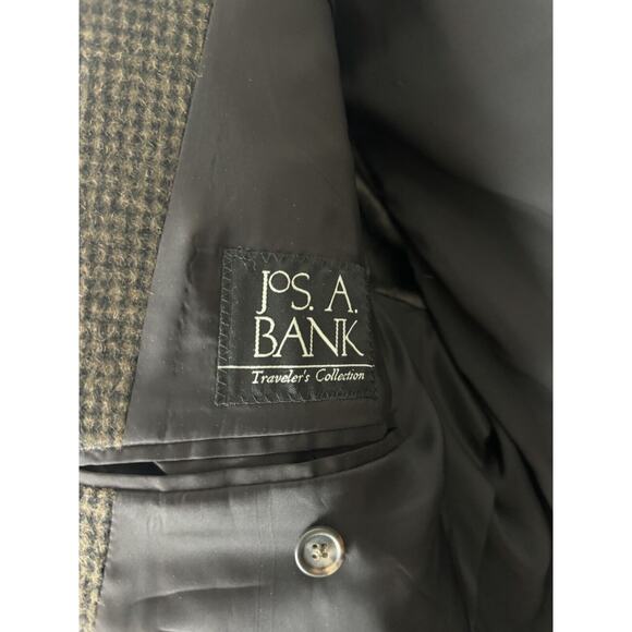 JOS A BANK Travelers Col Brown Houndstooth 100% Camel Hair Sport Coat Size‎ 46L - Picture 2 of 7